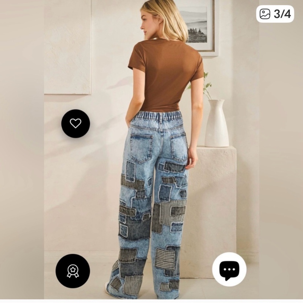 Oli & Hali Patchwork Jeans in Blue and Gray - Picture 3 of 4